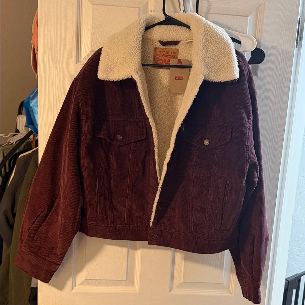 Levi's Maroon Corduroy Jacket with Sherpa Lining